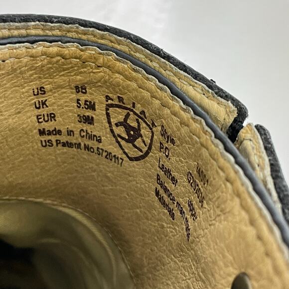 Women's 8 Ariat Black Leather Slip On Open Heel Western Slingback Mules - Picture 8 of 12